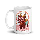 Naughty Children Beware (Krampus) White glossy mug