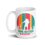 Think Outside (No Box Necessary) White glossy mug