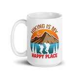 Hiking is My Happy Place White glossy mug