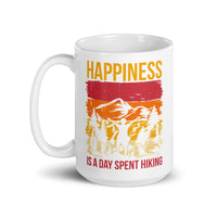 Happiness is a Day Spent Hiking White glossy mug