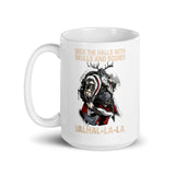 Deck the Halls With Skulls and Bodies Valhalla White glossy mug