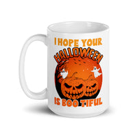 I Hope Your Halloween is Bootiful White glossy mug