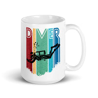 Diver White glossy mug