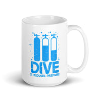 Dive (It Reduces Pressure) White glossy mug