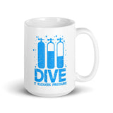 Dive (It Reduces Pressure) White glossy mug