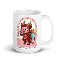 Naughty Children Beware (Krampus) White glossy mug