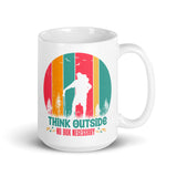 Think Outside (No Box Necessary) White glossy mug