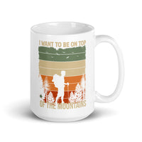 On Top of the Mountains White glossy mug