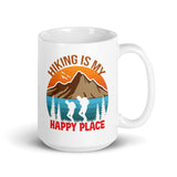 Hiking is My Happy Place White glossy mug