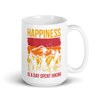 Happiness is a Day Spent Hiking White glossy mug