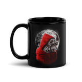 Red Hooded Wolf Black Glossy Mug