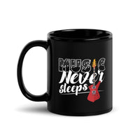 Music Never Sleeps Black Glossy Mug