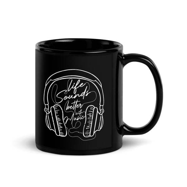 Like Sounds Better with Music Black Glossy Mug