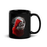 Red Hooded Wolf Black Glossy Mug