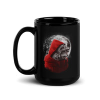 Red Hooded Wolf Black Glossy Mug