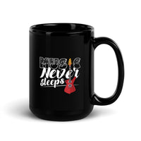 Music Never Sleeps Black Glossy Mug