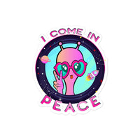 I Come In Peace Alien Bubble-free stickers