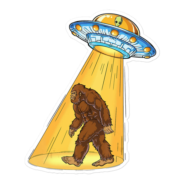 Alien Abducting Bigfoot Bubble-free stickers