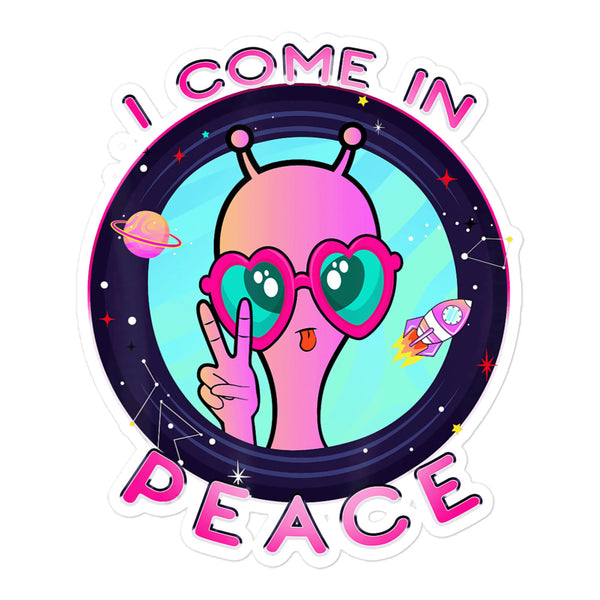 I Come In Peace Alien Bubble-free stickers