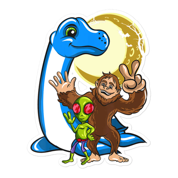 Nessie, Bigfoot, and Alien Bubble-free stickers