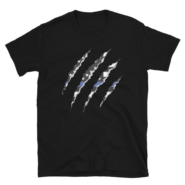 Thin Blue Line Flag Scratch Short-Sleeve Unisex T-Shirt