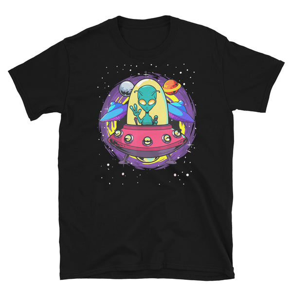 Alien in Spaceship Short-Sleeve Unisex T-Shirt