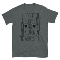 Coffee Scrubs and Rubber Gloves Short-Sleeve Unisex T-Shirt