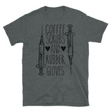 Coffee Scrubs and Rubber Gloves Short-Sleeve Unisex T-Shirt