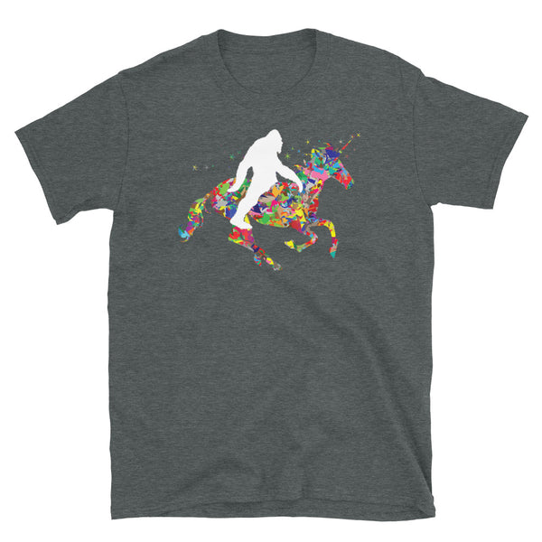 Bigfoot Riding Unicorn Short-Sleeve Unisex T-Shirt