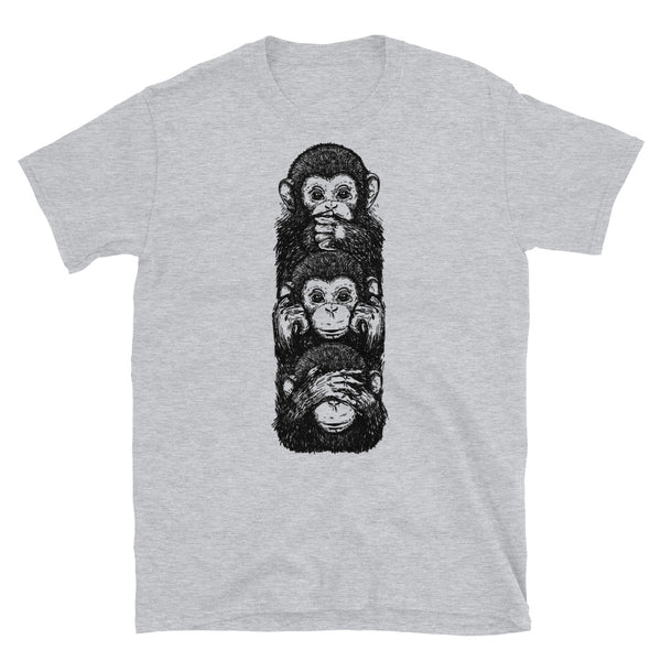 Speak, Hear, See No Evil Monkeys Short-Sleeve Unisex T-Shirt