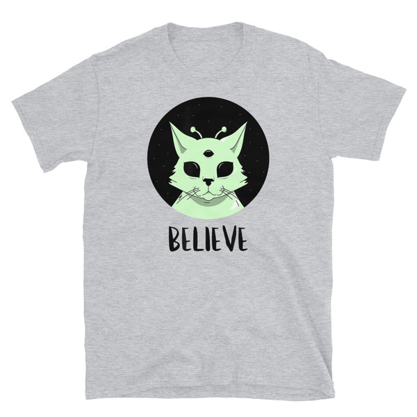 Believe (Alien Cat) Short-Sleeve Unisex T-Shirt