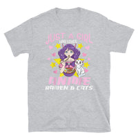 Just a Girl Who Loves Anime, Ramen, & Cats Short-Sleeve Unisex T-Shirt