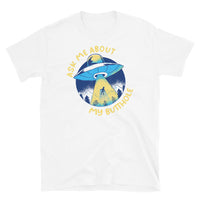 Ask Me About My Butthole (Blue UFO) Short-Sleeve Unisex T-Shirt