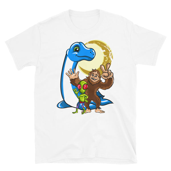 Nessie, Bigfoot, and Alien Short-Sleeve Unisex T-Shirt