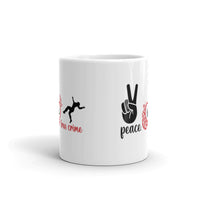 Peace Love & True Crime White glossy mug