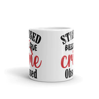 Stressed Blessed True Crime Obsessed (Option 2) White glossy mug