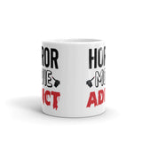 Horror Movie Addict White glossy mug