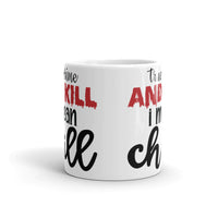 True Crime and Kill I Mean Chill White glossy mug