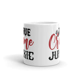 True Crime Junkie White glossy mug