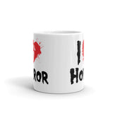 I Love Horror White glossy mug