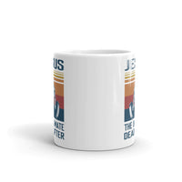 Jesus is the Ultimate Deadlifter White glossy mug