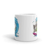 Surf Woof White glossy mug