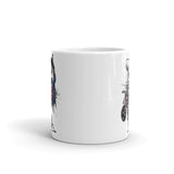 Skull Biker White glossy mug