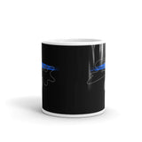 Blue Line Love White glossy mug