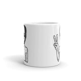 Alien Peace White glossy mug