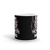 I Love Horror Movies White glossy mug