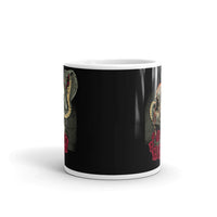 Skull Snake with Roses White glossy mug