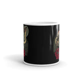 Skull Snake with Roses White glossy mug