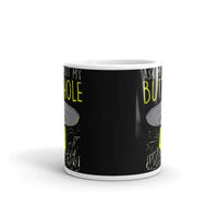 Ask Me About My Butthole (UFO 2) White glossy mug