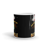 Ask Me About My Butthole (White UFO) White glossy mug